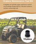 Premium Upper And Lower A Arm Suspension Bushings With Flanged Sleeve Isolators For John Deere Gator Xuv 625i 825i 855d 4x4 5e 6e 6d showing 12-piece tool kit with arm bushings and sleeves.