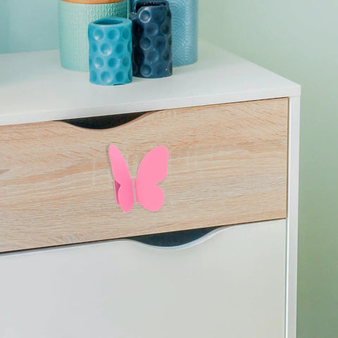 Butterfly Pink Cabinet Handles For Drawers And Cabinets, Vintage Style Furniture Hardware, Dresser Pulls Set, 1 Pair, Cute Pink Metal Knobs For