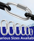 10 Pack 2 Inch Quick Links Three Sixteenth Inch 304 Stainless Steel D Shape Connectors With 716 Lbs Capacity displayed with mountains