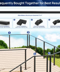 Image showing connectors for 10 Ft Black Aluminum Handrail Featuring Pro Grade Powder Coating And Top Shelf Nylon End Caps.