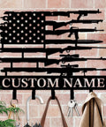 Personalized Black Iron Gun Hook Wall Key Rack And Coat Hanger Heavy Duty Cast Iron Wall Decor on brick wall with keys hanging