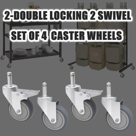 4 Inch Swivel Stem Casters Set Built Tough Seven Sixteen Inch Stem Diameter 200 Lb Each With 2 Brakes And 2 Swivel TPR Rubber Wheels