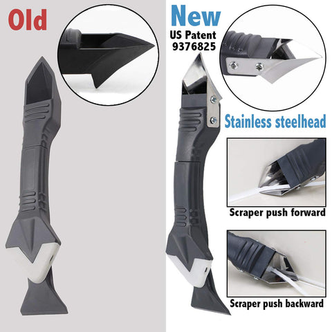 Comparison of old and new 3 In 1 Silicone Caulking Tool Kit With Stainless Steel Head for DIY home improvement.