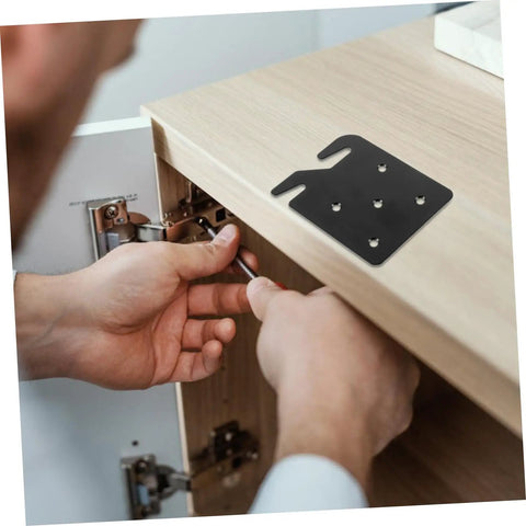 Installation of Rock Solid Heavy Duty Bed Frame Brackets And Iron Bed Rail Fasteners on cabinet with steel hinge.