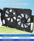 Heavy Duty Radiator Cooling Fan Assembly Including Shroud Straight Bolt On Swap For Toyota Rav4 2013 2019 showing dual fans in black housing.