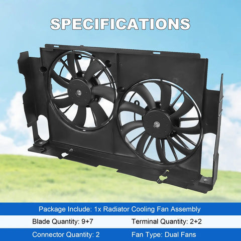 Heavy Duty Radiator Cooling Fan Assembly Including Shroud Straight Bolt On Swap For Toyota Rav4 2013 2019 showing dual fans in black housing.