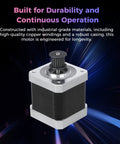 Creality K2/K2 Pro Z-axis stepper motor with black body, silver mounting flanges, and top pulley gear.
