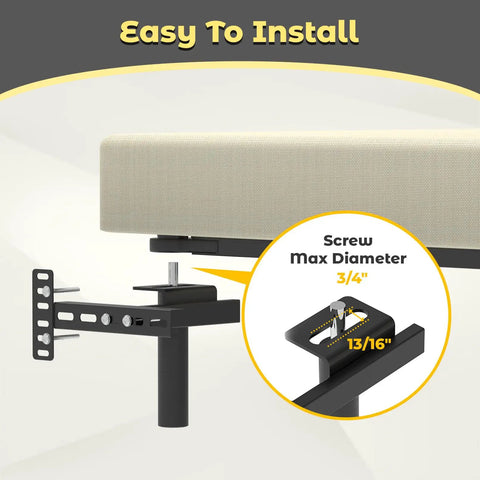 Easy installation of No Sweat Install Heavy Duty Headboard Brackets For Metal Bed Frame with adjustable design in matte black.
