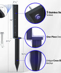 Diagram of One Piece Fence Post Repair Kit Two Pack Heavy Duty Post Anchors 32 Inch Metal Ground Stakes highlighting features