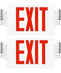 Red Exit Sign LED Emergency Light Kit 120-277V Universal Voltage Double Face With Two Adjustable Heads And Backup Battery 2 Pack