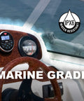 Marine Boat Stereo Gauge Receiver With Bluetooth Head Unit No CD Or DVD Player Built In 4 Channel Amplifier, installed on boat dashboard
