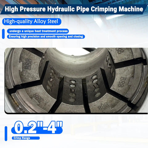 Electric Hydraulic Hose Crimper Machine 0.2 To 4 Inch Cap With 14 Dies showing high-quality alloy steel crimping die for precision.