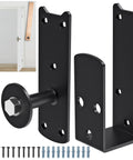 Heavy Duty 360 Rotating U Bracket Set For 2x4 Lumber, 4mm Thick Steel Security Brackets That Lock In Place, Black, 2 Pack, Installed View