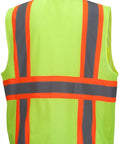 Real Deal High Visibility Mesh Safety Vest With Bold Reflective Tape In Bright Lime Extra Large back view showing mesh fabric and reflective stripes.