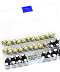 10K Ohm Knurled Shaft Linear Rotary Taper Potentiometer Kit With Knob Nuts Washer Set 20 Pieces in a plastic organizer box