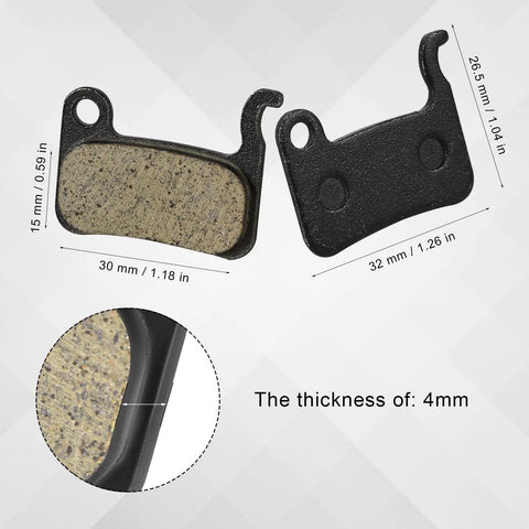 Dimensions of 8 Pairs Resin Semi Metal Bicycle Disc Brake Pads Replacement For Shimano Deore XT XTR LX SLX Saint Alfine Hone Brakes