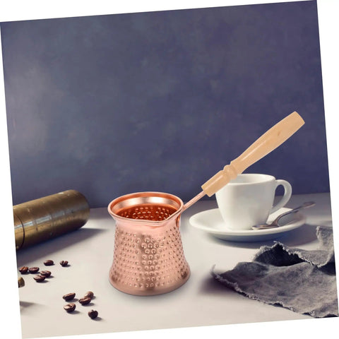 Copper Turkish Coffee Pot With Wooden Handle For Quick Brew And Multi Purpose Beverage Kettle No Fuss Pour For Traditional Arab Cezve