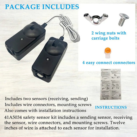 Universal Safety Sensor Beam Eyes Kit Replacement for Garage Door Openers After 1997 Compatible with LiftMaster Chamberlain Craftsman Sears Openers For Easy Plug And Play Installation