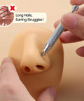 Demonstration of use of Pro Grade Piercing Tool Kit With Tapers Ball Grabber And Guides For 14G 16G 18G 20G Piercings on nose model.