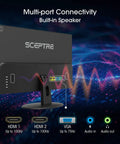 Rear view of 27 Inch Monster Monitor with 100 Hz Refresh Dual HDMI and VGA 1ms Response Time, showcasing ports and sleek design.