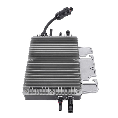 Heavy Duty 700W Solar Micro Inverter MPPT Technology IP67 Rated Built Tough For Plug And Play Balcony PV Systems With Live Mobile App Tracking, top view showing heat sink and connections.