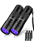 Ultraviolet Blacklight Flashlight Set Of 2 With 12 LED 395nm UV Light For Pet Pee Detection And Stain Finding, Batteries Included