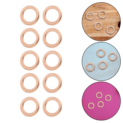 Copper Sealing Washers Kit 0.4 Inch Diameter 40 Pcs, corrosion resistant gaskets on display with varied backgrounds