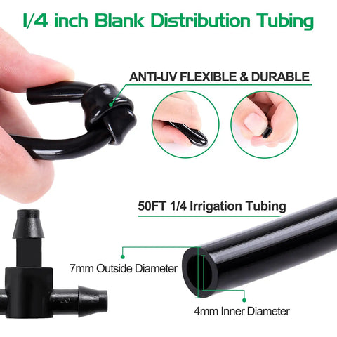 DIY Auto Drip Irrigation Kit 1/4 Inch, 50 Feet For Greenhouses And Gardens, Adjustable Mist Or Columnar Nozzle, Water Saving System For Plants And Lawns, Easy Setup, Durable, Low Maintenance Irrigation Solution