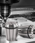 15 Piece ER11 Collet Set For CNC Milling Engraving And Lathe Tools, showing two ER11 spring steel collets in use and detailed specs.