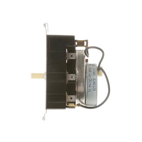 Side view of Genuine OEM Dryer Timer Replacement For GE Dryers, durable electronic timer control with D-shaped shaft.