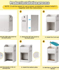Product installation process for No Sweat Automatic Dog And Cat Feeder With 14 Liter Gravity Stand showing steps and part assembly.