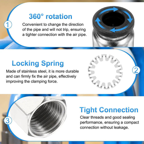 Features of Push To Connect Pneumatic Fittings For Six Millimeter Tube OD To One Quarter Inch NPT Female Straight Quick Connect