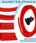 Split Wire Loom Tubing Pro Grade 1/2 Inch ID, 10 Feet Length, With Installation Tool, Heat And Cold Resistant From -40F To 257F, Red Plastic Conduit
