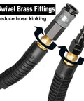 Beefy Rubber Air Hose Three Eighths Inch ID 50 Feet With Swivel Aluminum Quick Coupler And Plug 300 PSI Max