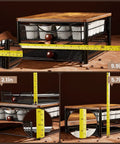 K Cup Holder and Coffee Pod Storage Rack with 2 Layer Drawer, Wood Top and Iron Frame, 48 Capsule Capacity, size details shown