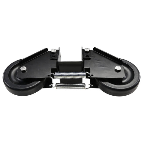 Heavy Duty Double 4 Inch Roller Gate Wheels For Vinyl Fence Gates Up To 2 Inch Thick Adjustable Spring Balance Powder Coated Steel