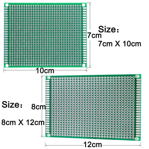 Dope Prototyping PCB Boards Set For Electronics Projects 7 By 10 Centimeter And 8 By 12 Centimeter FR4 Single Sided Ten Pieces