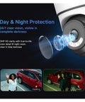 Rugged 10 Inch Touch Screen 4Ch Nvr Security Kit Packs Premium 5Mp Ptz Cameras showing clear daytime and nighttime vision with IR technology.