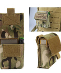Outdoor Utility Gear Bag Pouch with Cigarette Holder Case and Belt Clip in camouflage for hiking and camping gear storage.