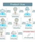 Blue Hot Air Balloon Honeycomb Centerpieces For Tables With Clouds Travel Adventure Theme 8 Piece Set Kid Approved, size chart
