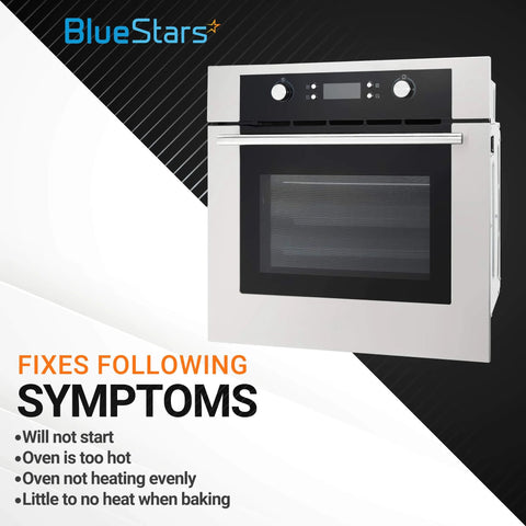Oven with stainless steel front and black control panel; BlueStars logo visible