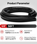 EVIL ENERGY 5/8-inch black heater hose, SAE 20R3 coolant hose, 50 ft length, coiled