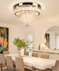 Crystal Chandelier LED Ceiling Light With Remote Control And App Control Dimmable Pendant for Dining Room, 16 Inch Diameter