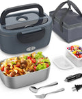 Electric Lunch Box For Adults, Fast 80W Heats Up Meals, 1.5L Portable Food Warmer, stainless steel container, carrying bag, power plugs