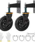 Heavy Duty 8 Inch Gate Wheels With Brake For Metal Tube Gate And Wooden Gates Two Pack Swivel Caster With 360 Degree Spring Loaded Shock Absorbing 600 Pound Capacity For Smooth Effortless Gate Mobility with mounting kit and gloves
