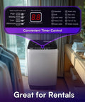 Full Automatic Portable Washer And Spinner Combo Featuring Ten Custom Wash Cycles And Eight Water Levels No Fuss Plug In Design For Tight Apartments And RV Quarters Heavy Duty Load Handling Sweet Space Saver Grey with timer control display.