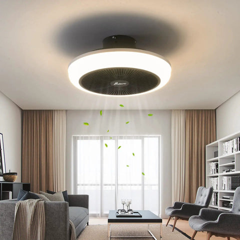 Bladeless Ceiling Fan With Lights Remote Control Three Color Temperature Adjustable Wind Speeds Quiet Enclosed Low Profile Ceiling Fan