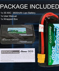 3S LiPo Battery 11.4V 60C 3600mAh Beefy RC Power Pack with XT60 Adapter, T Plug, and packaging included.