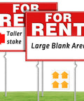 Double Sided For Rent Yard Sign Set With Metal Stakes 17 By 13 Inch Corrugated Plastic Real Estate Signs With Arrow Stickers Easy Setup.