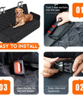 Go To Dog Car Seat Cover For Backseat Waterproof Bench Protector with armrest access, demonstrating installation steps